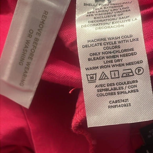 LOFT hot pink embroidered linen blend paperbag shorts NWT Sizes L and XL - Picture 7 of 7